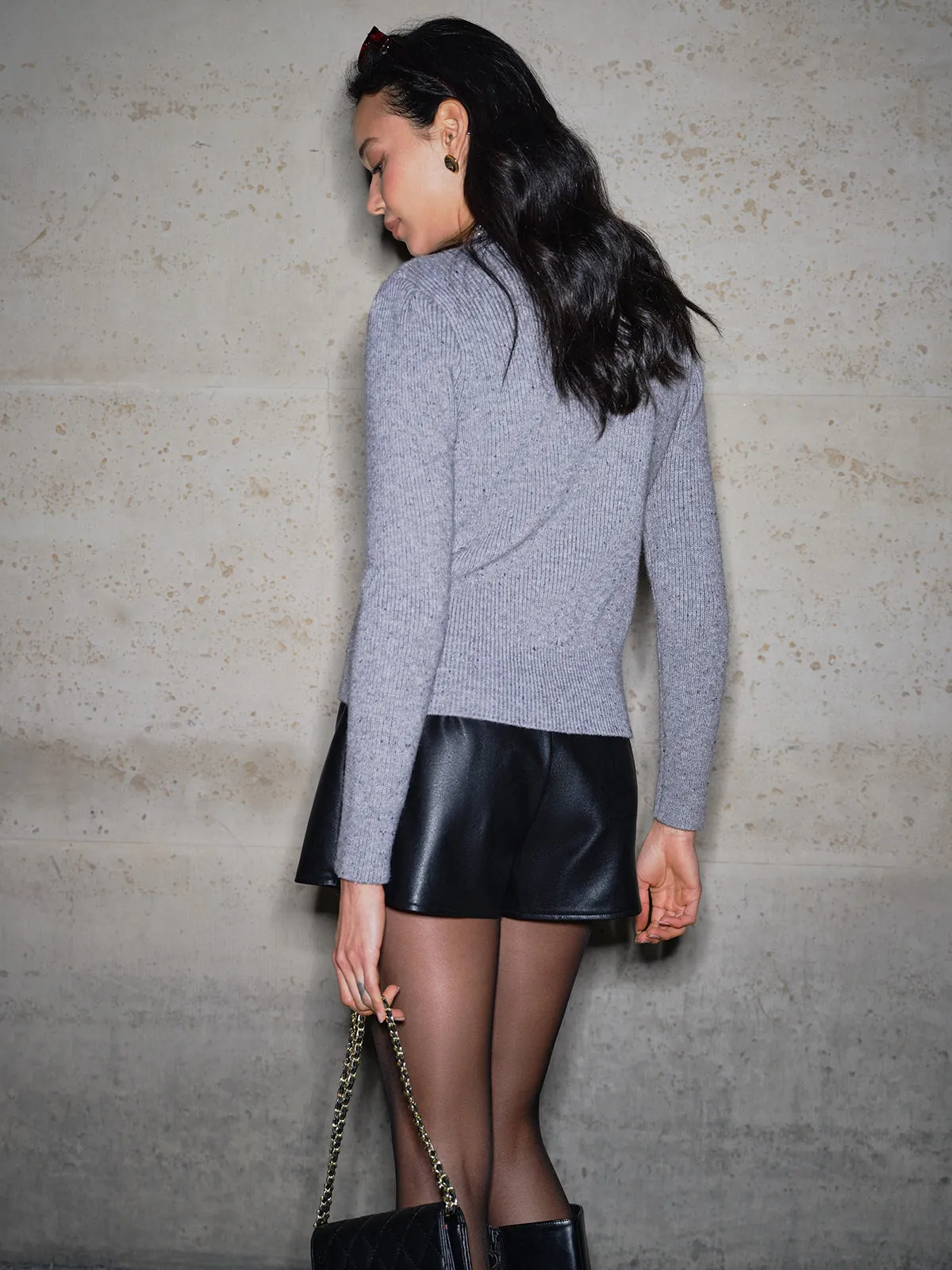 Detachable-Bow Button Short Cardigan sold by COMMENSE product image thumbnail 4