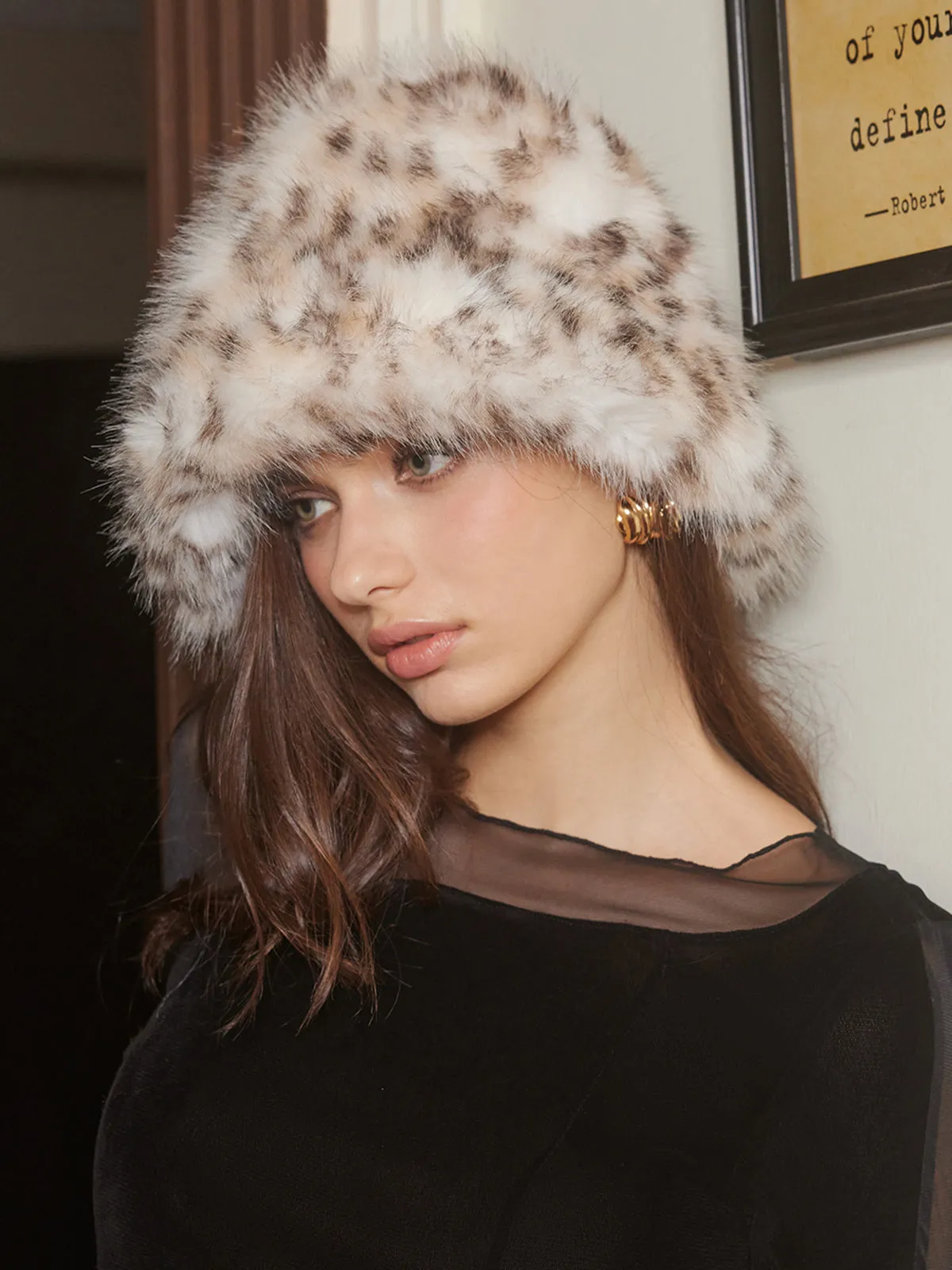 Leopard Printed Plush Bucket Hat sold by COMMENSE