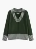 V-Neck Two-Tone Striped Sweater sold by COMMENSE