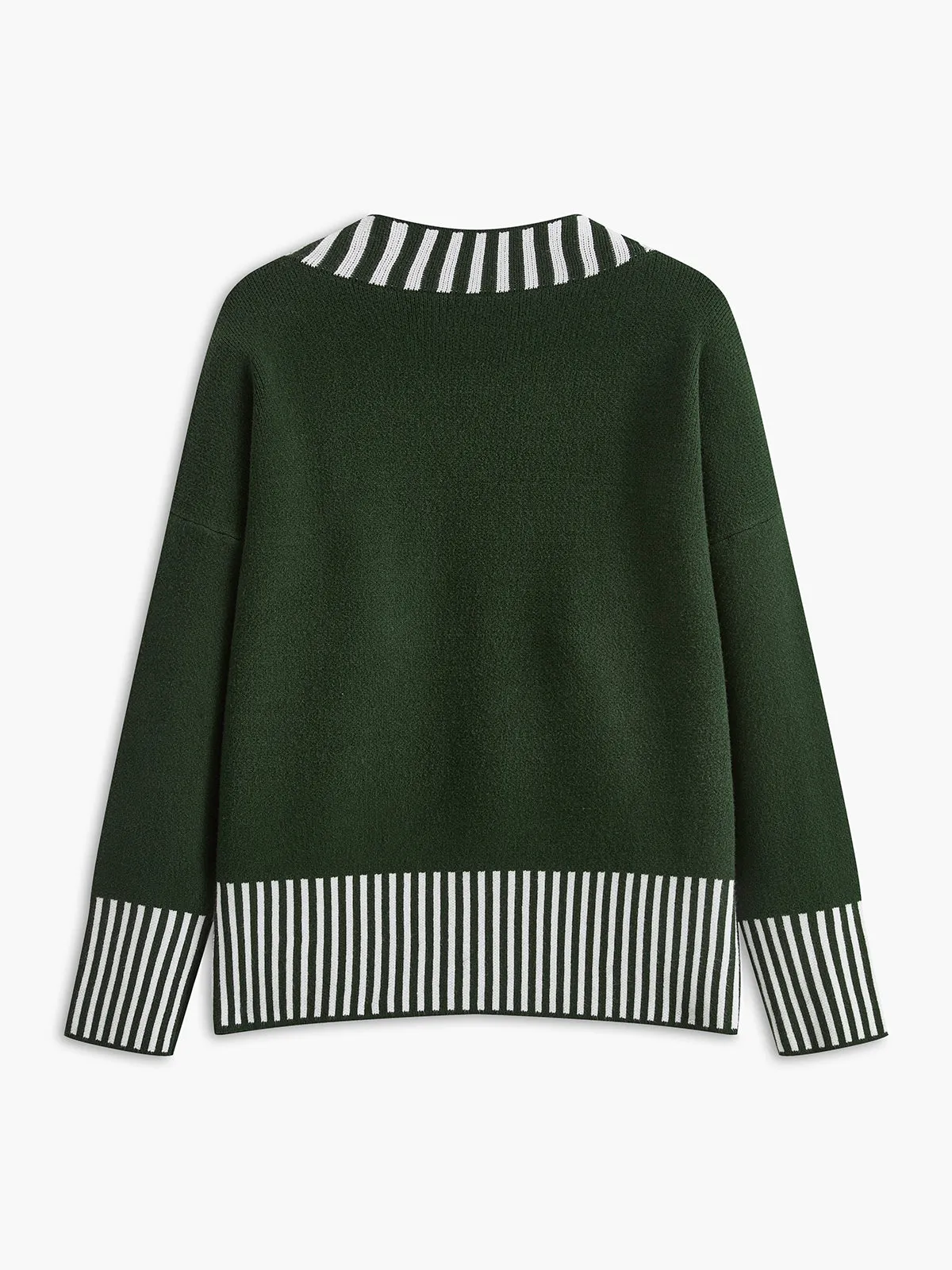 V-Neck Two-Tone Striped Sweater sold by COMMENSE product image thumbnail 5