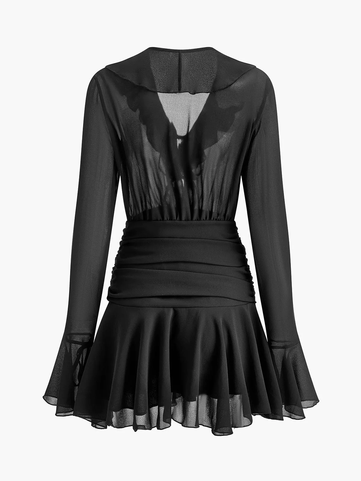 V-Neck Ruffle Pleated Chiffon Dress sold by COMMENSE product image thumbnail 5