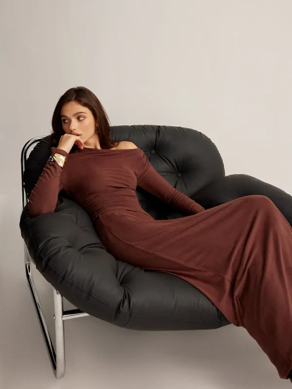 Asymmetrical Neck Slim Jersey Skirt Set sold by COMMENSE