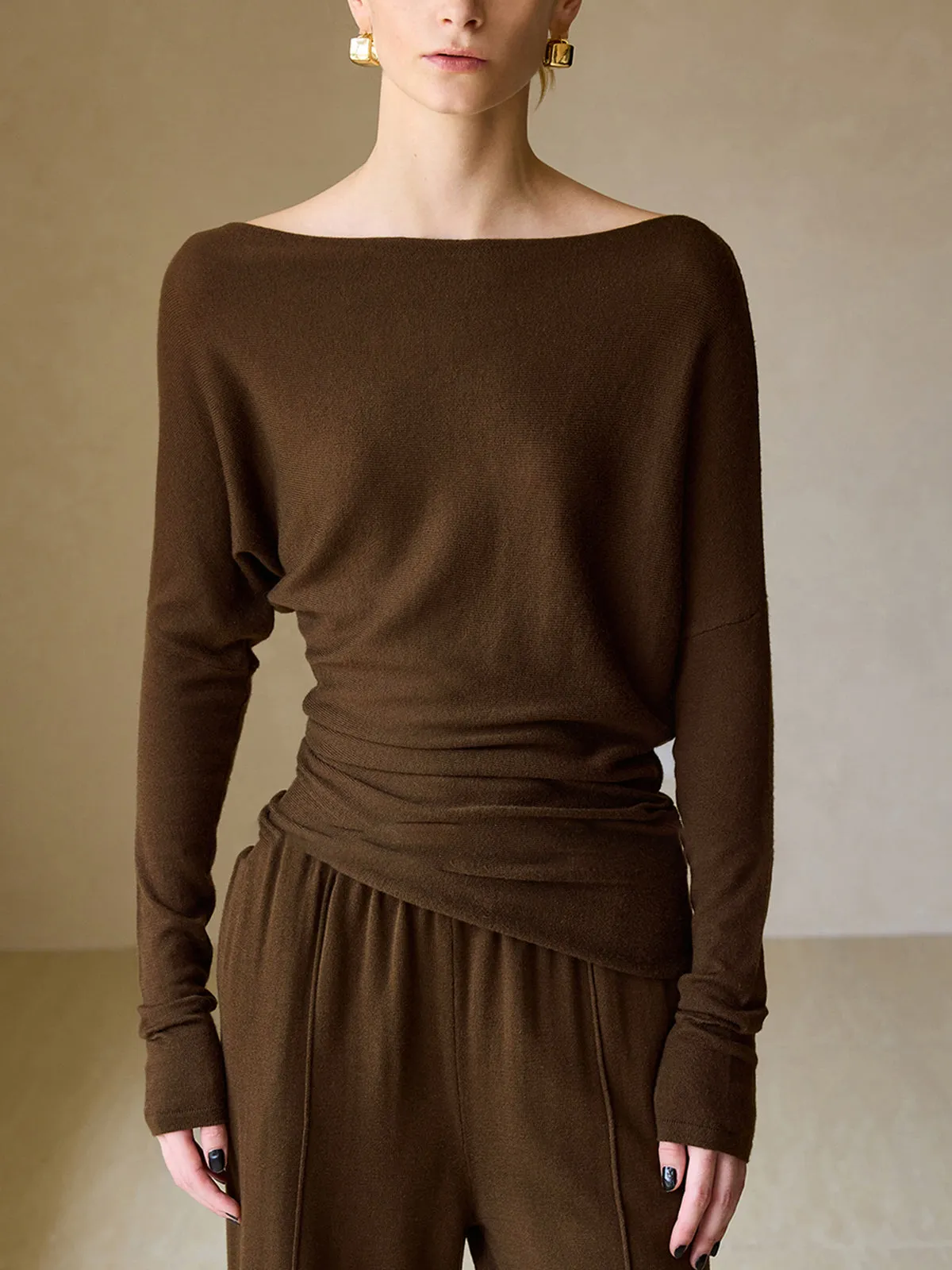 Casual Asymmetrical Neck Slim Sweater sold by COMMENSE product image thumbnail 2