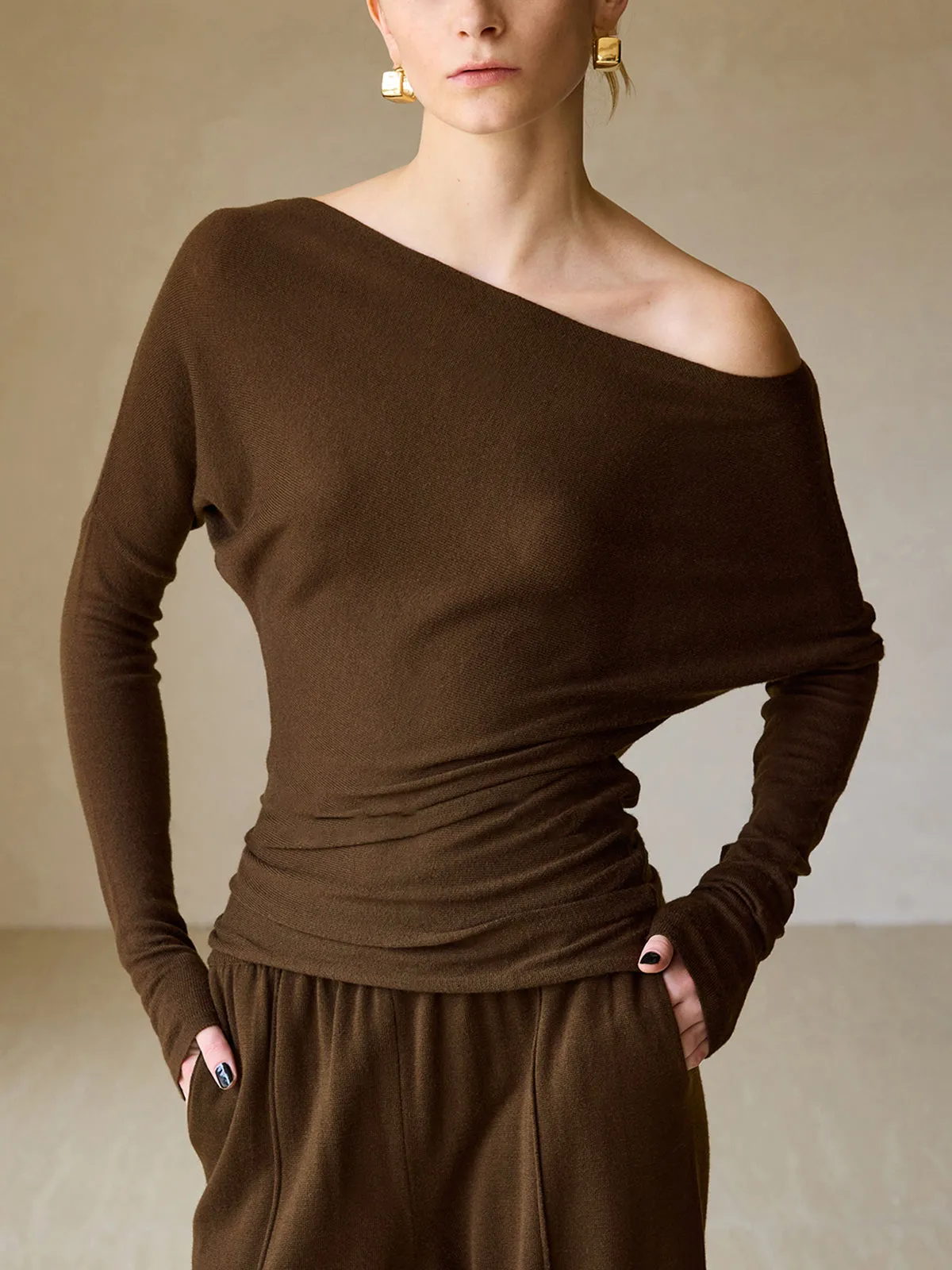 Casual Asymmetrical Neck Slim Sweater sold by COMMENSE product image thumbnail 3
