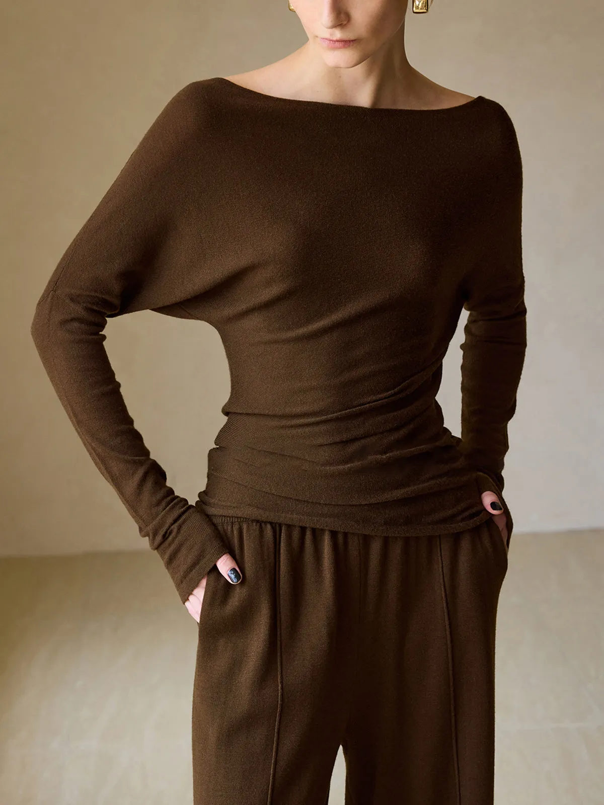 Casual Asymmetrical Neck Slim Sweater sold by COMMENSE product image thumbnail 4