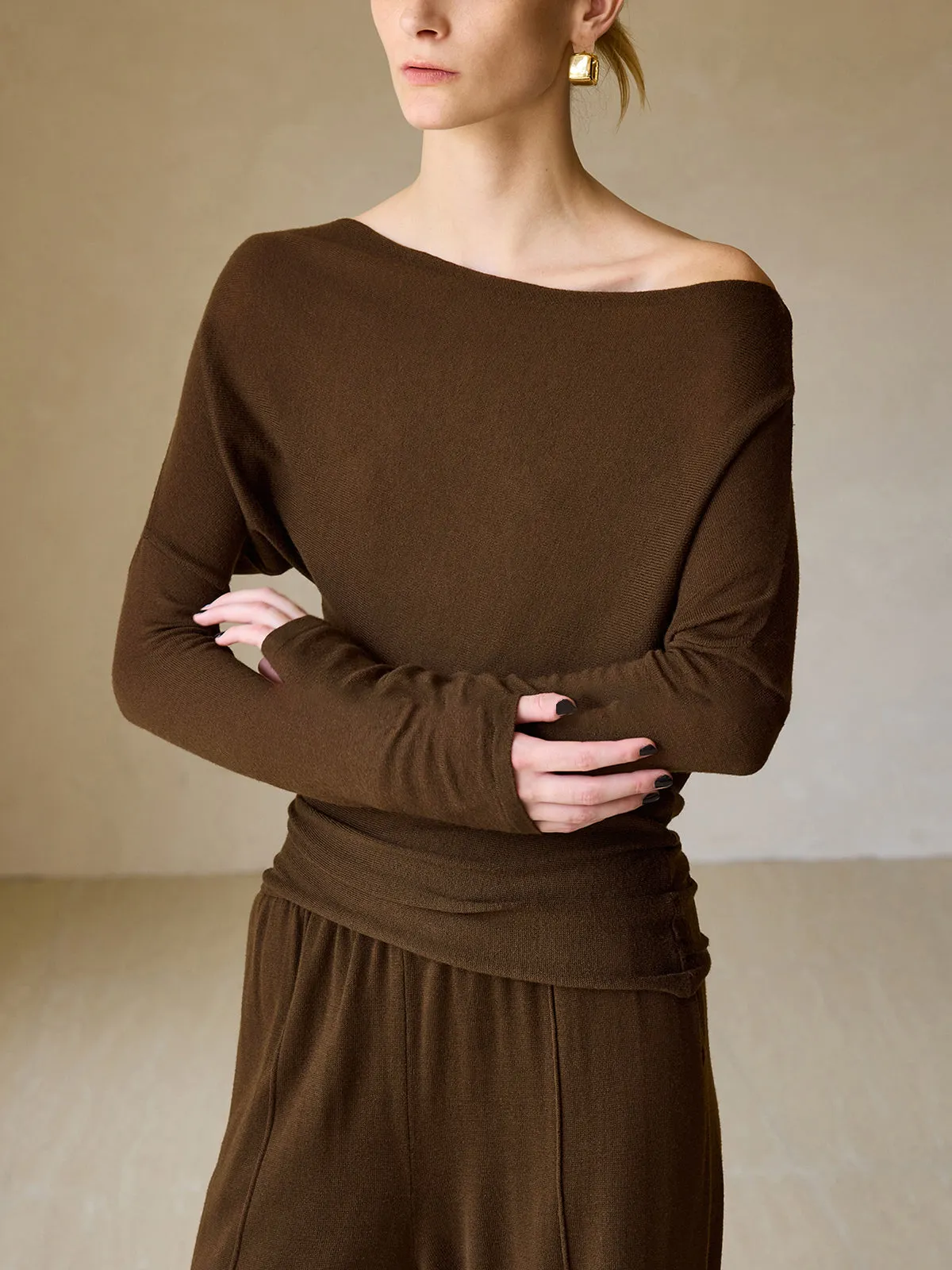 Casual Asymmetrical Neck Slim Sweater sold by COMMENSE product image thumbnail 5