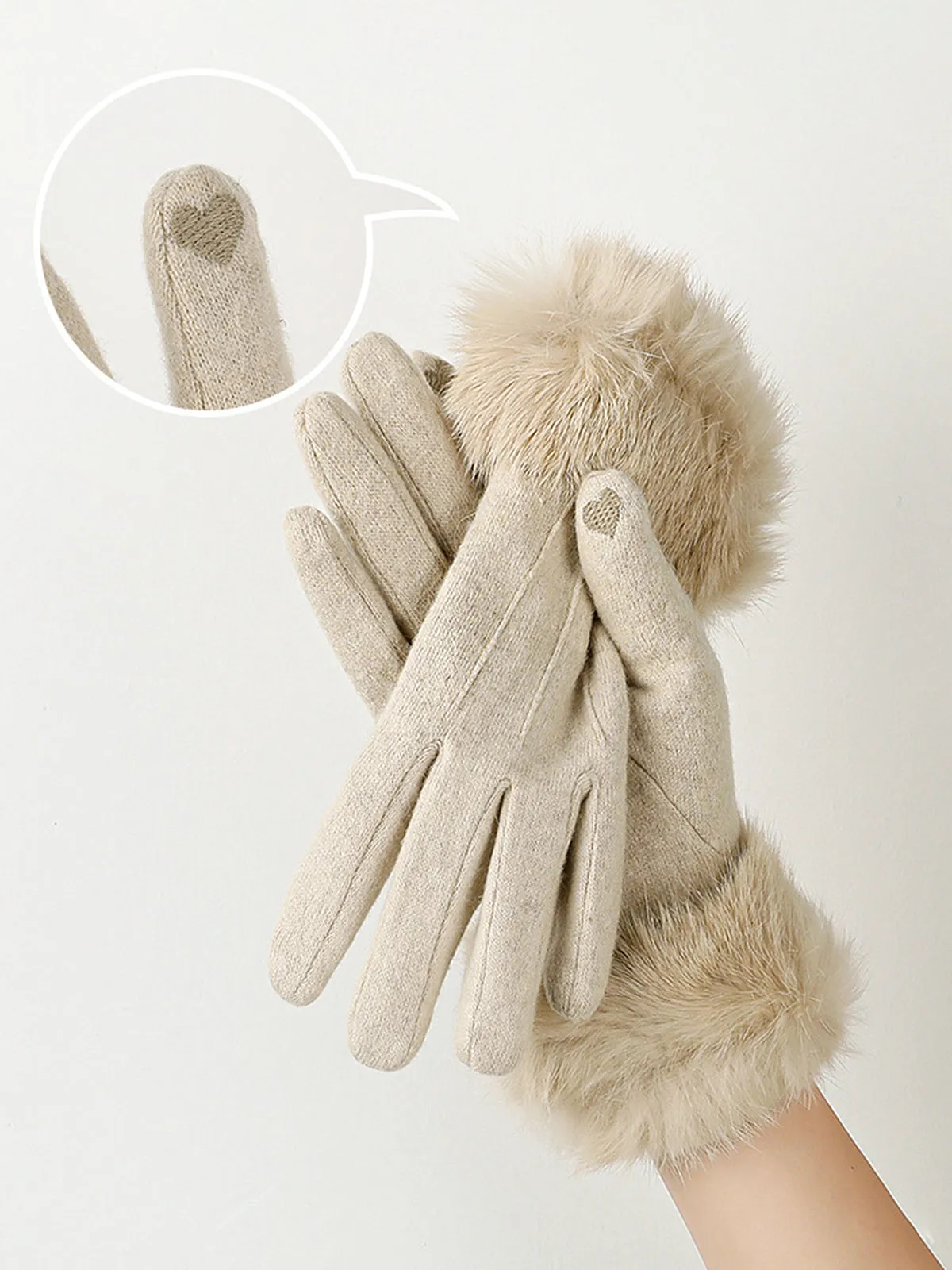 Fur Trim Cashmere Gloves sold by COMMENSE product image thumbnail 4
