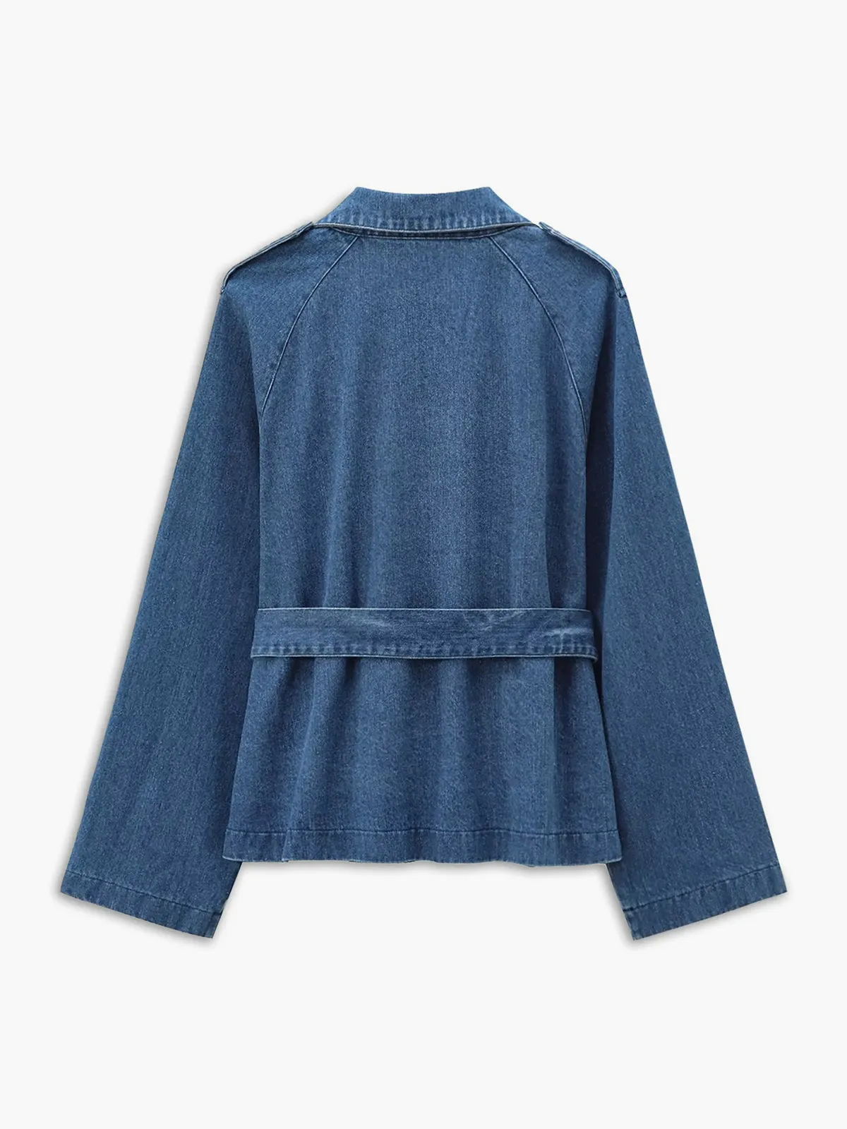 Minimalist Plain Belted Denim Jacket sold by COMMENSE product image thumbnail 3