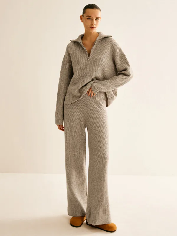 Wool-Blend Zipper Sweater Co-ords sold by COMMENSE
