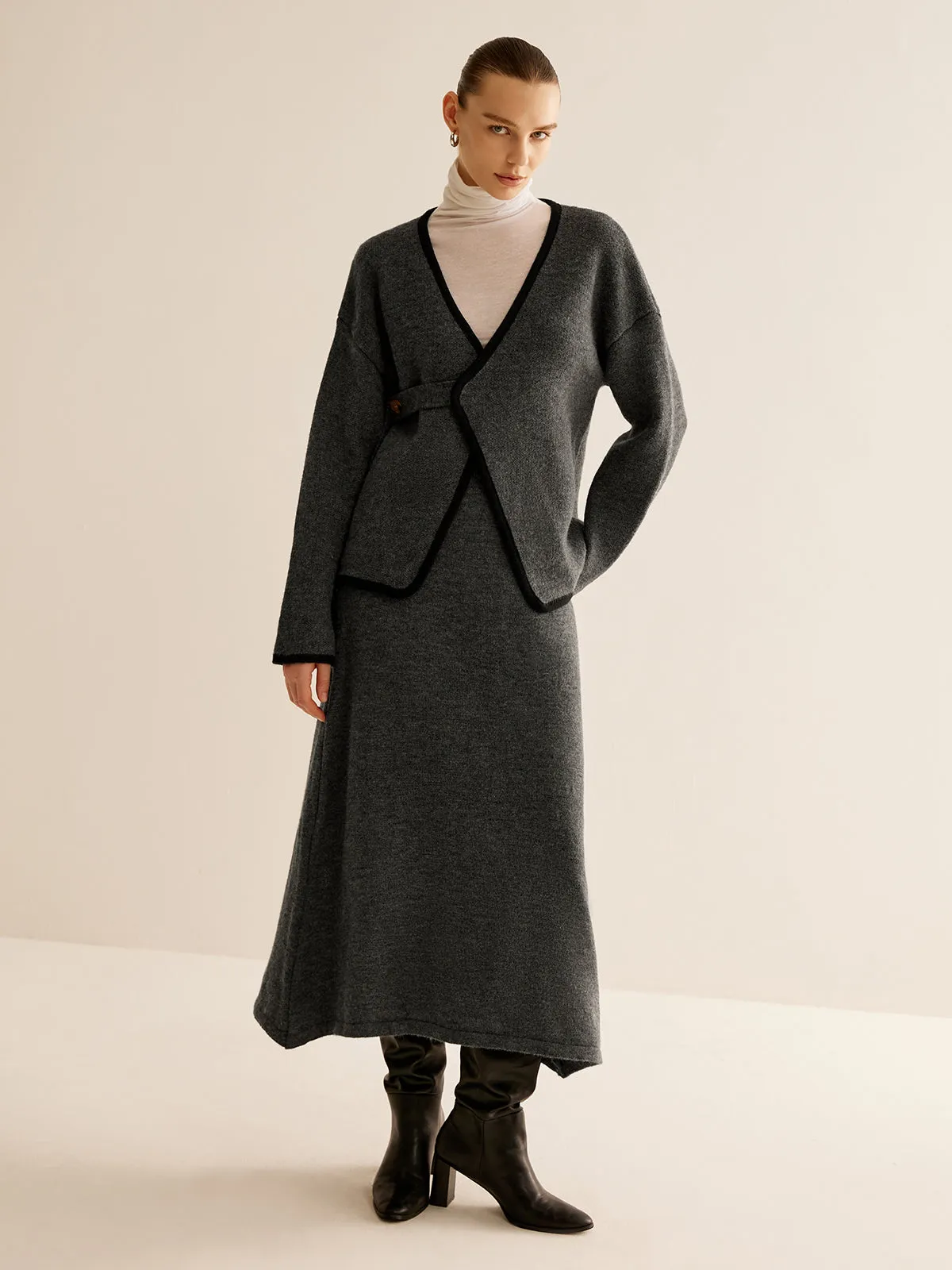 Contrast Side Piping Belted Sweater Co-ords sold by COMMENSE product image thumbnail 3