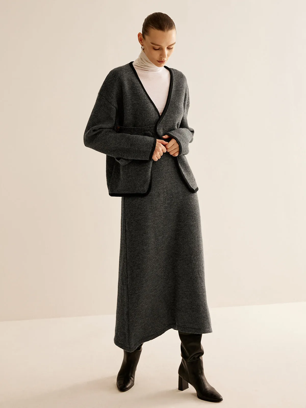 Contrast Side Piping Belted Sweater Co-ords sold by COMMENSE product image thumbnail 2