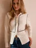 Contrast Trim Split Slim Cardigan sold by COMMENSE