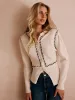 Contrast Trim Split Slim Cardigan sold by COMMENSE