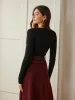 Wool-Blend Skinny Knit Top sold by COMMENSE