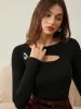 Wool-Blend Skinny Knit Top sold by COMMENSE