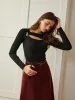 Wool-Blend Skinny Knit Top sold by COMMENSE