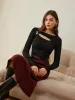 Wool-Blend Skinny Knit Top sold by COMMENSE