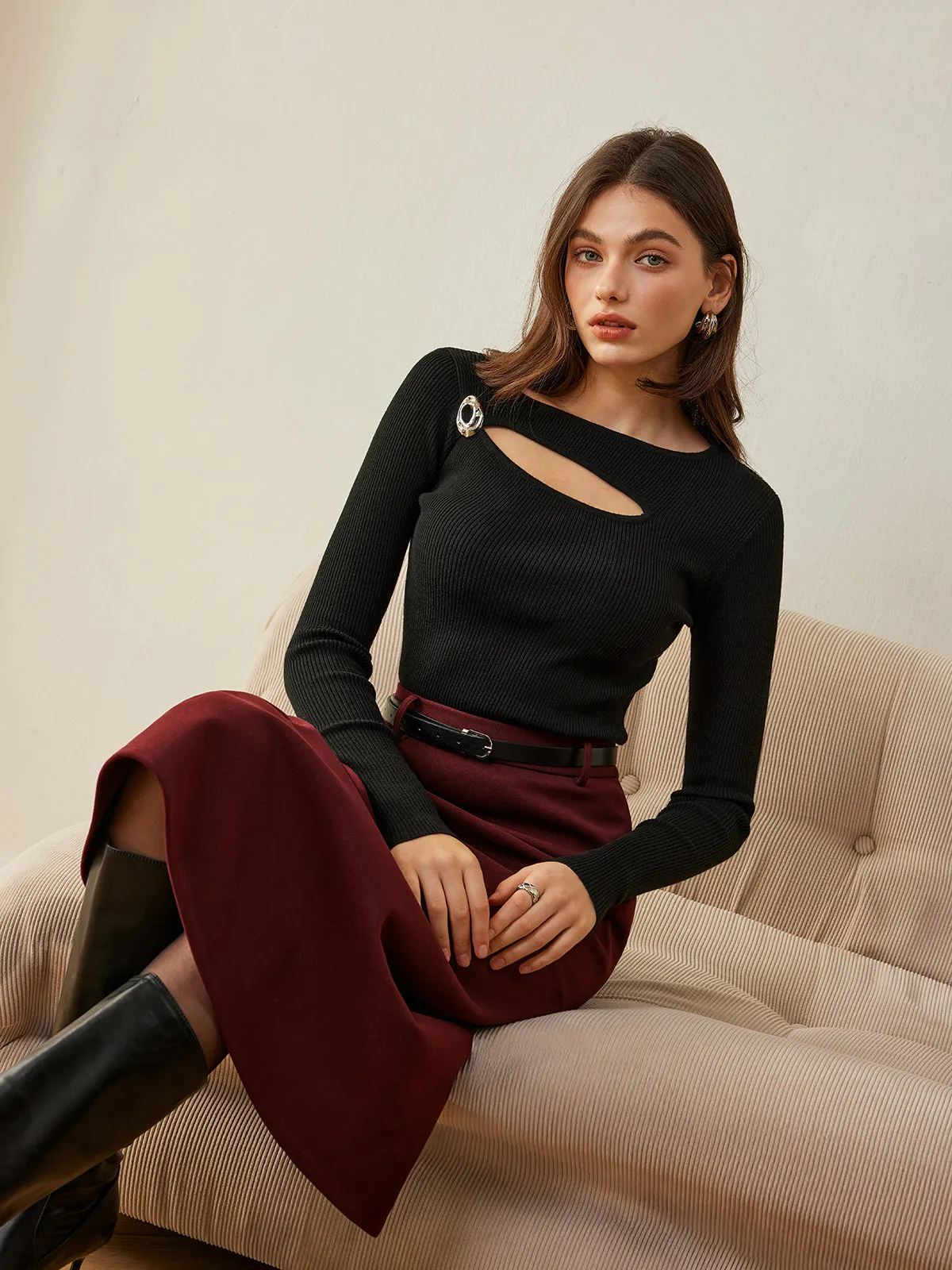 Wool-Blend Skinny Knit Top sold by COMMENSE product image thumbnail 2