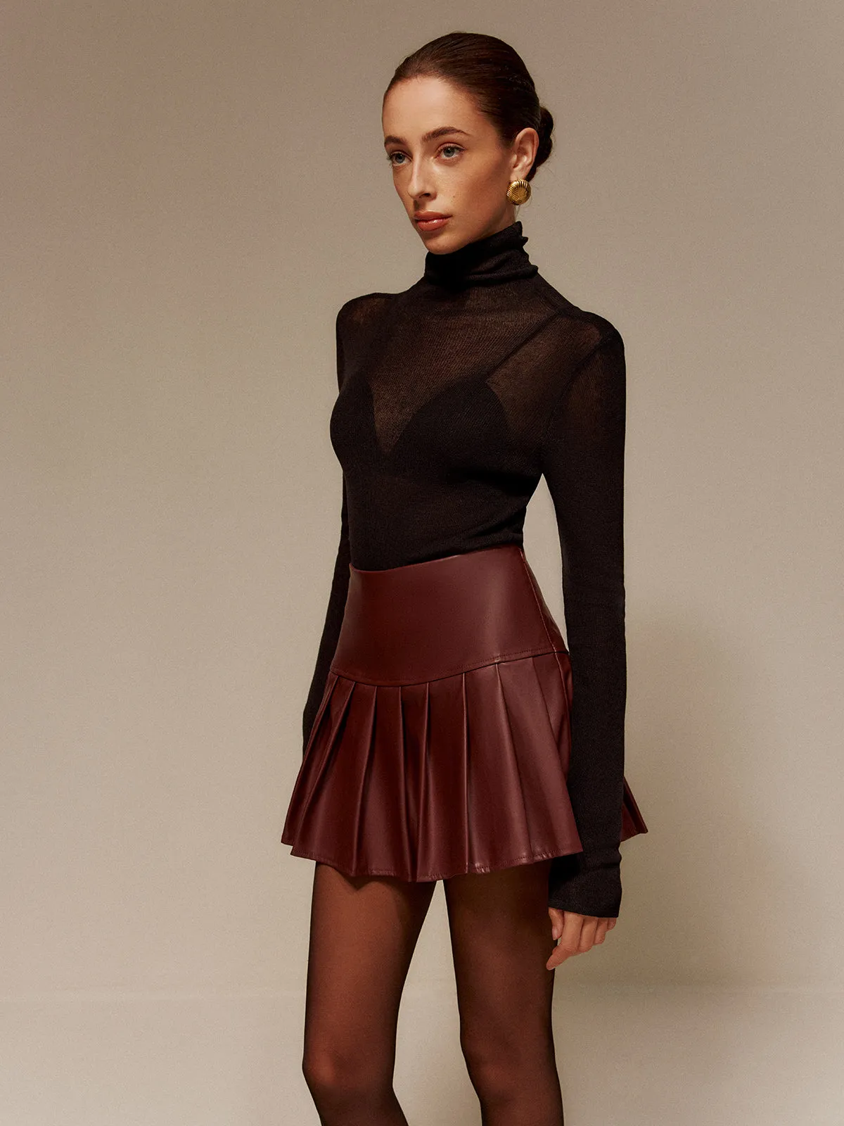 Wool-Blend Turtleneck Semi-Sheer Skinny Sweater sold by COMMENSE product image thumbnail 4