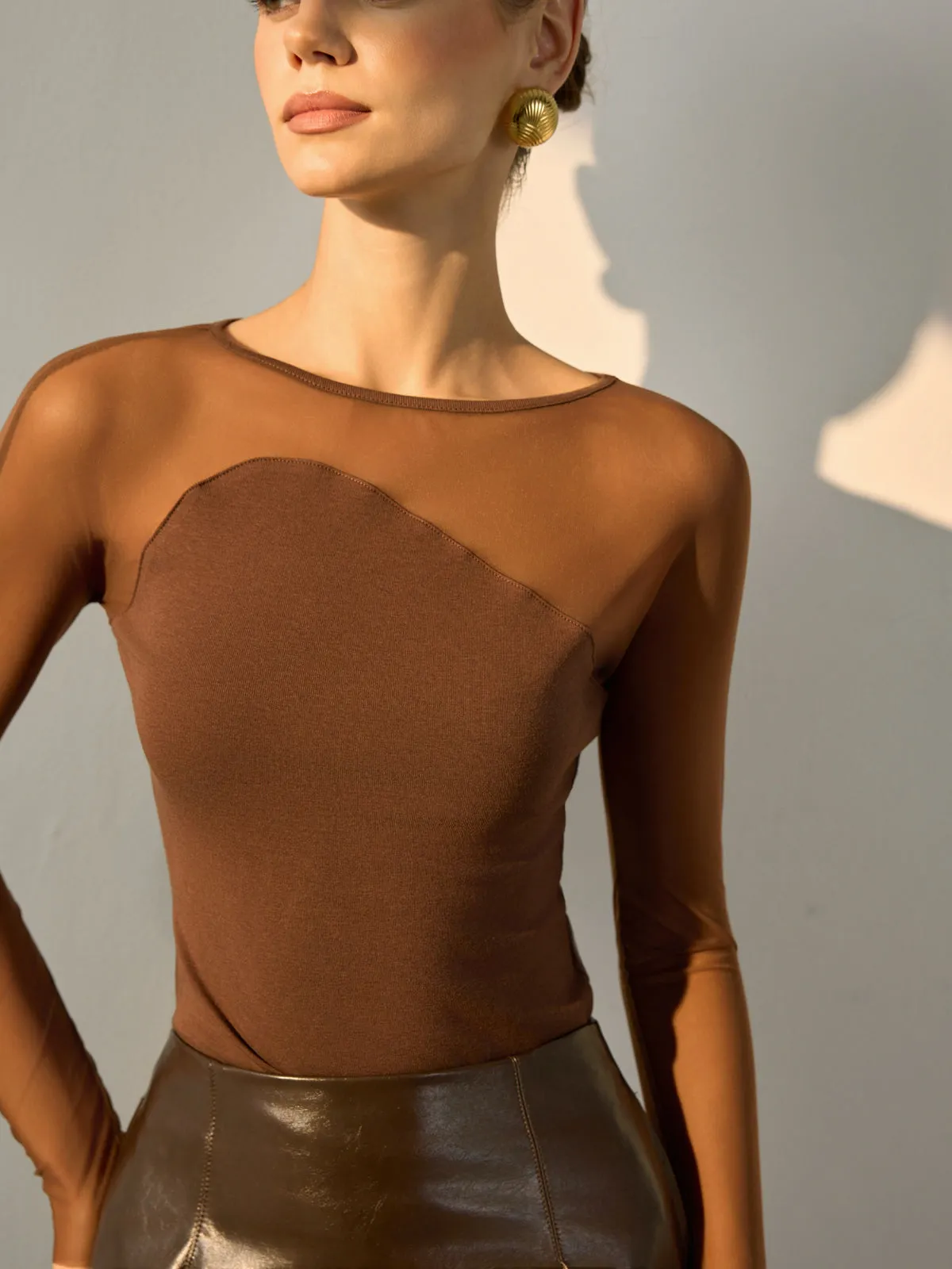 Semi-Sheer Panel Skinny Top sold by COMMENSE product image thumbnail 5