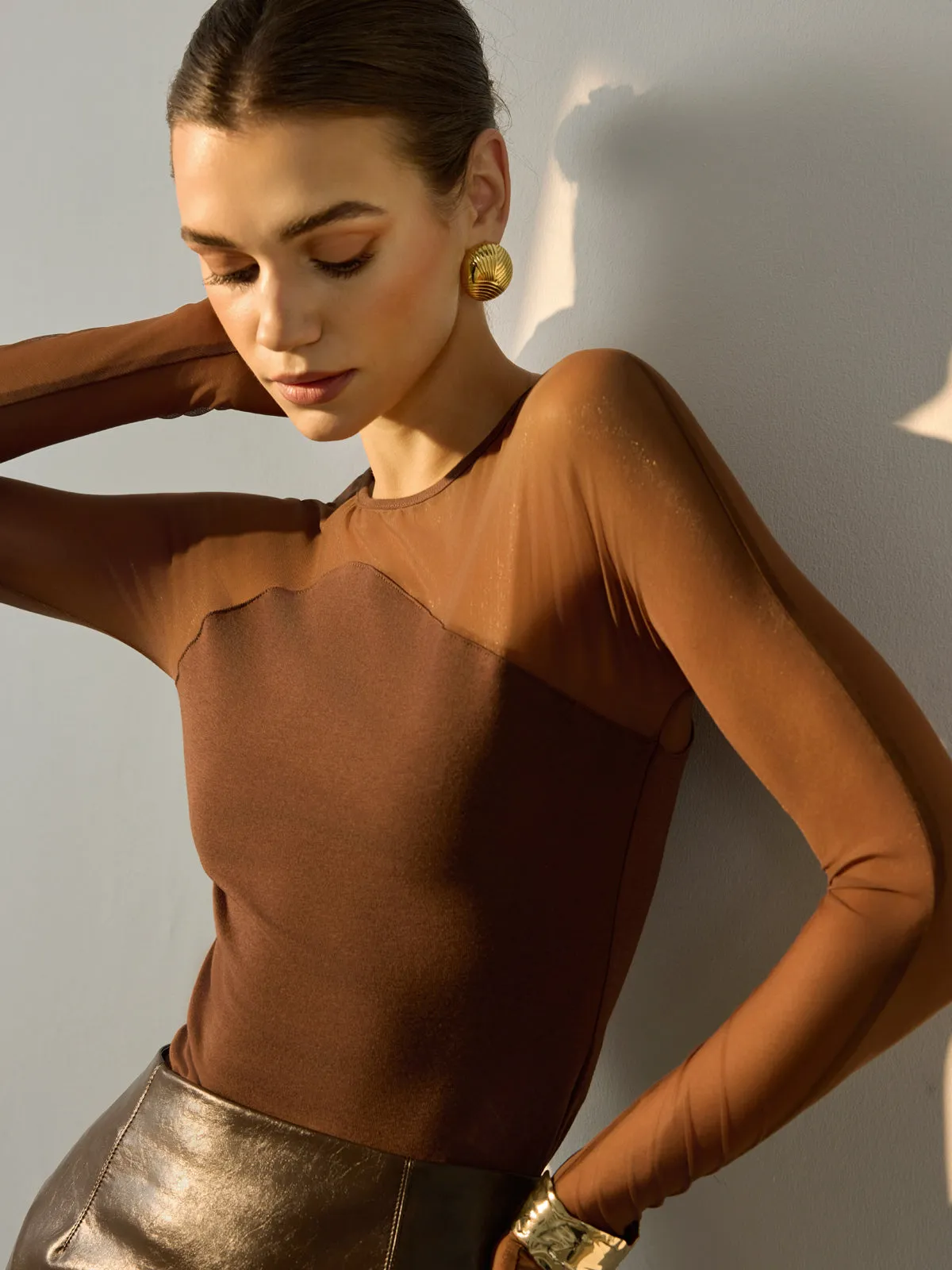 Semi-Sheer Panel Skinny Top sold by COMMENSE product image thumbnail 2