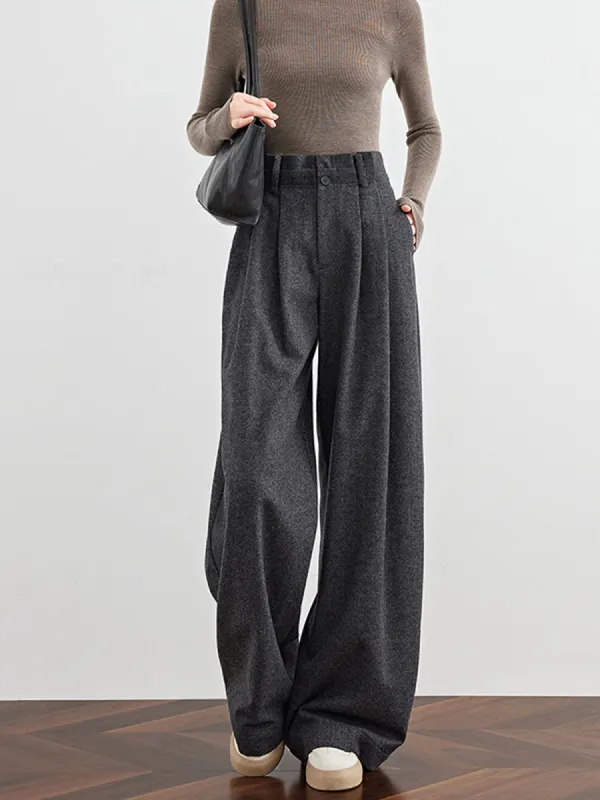 Wool-Blend Tweed Pleated Pants sold by COMMENSE