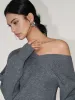 Asymmetrical Criss Cross Ribbed Sweater sold by COMMENSE