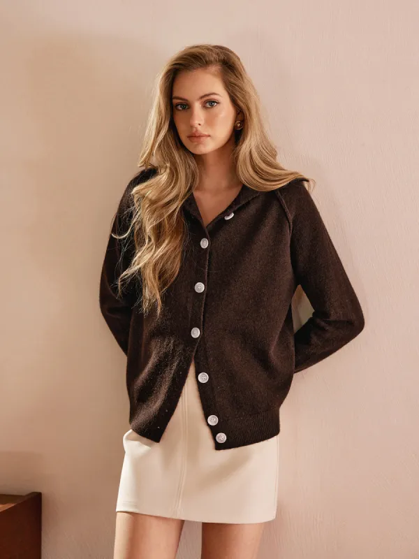 Cashmere Blend Button Cardigan sold by COMMENSE