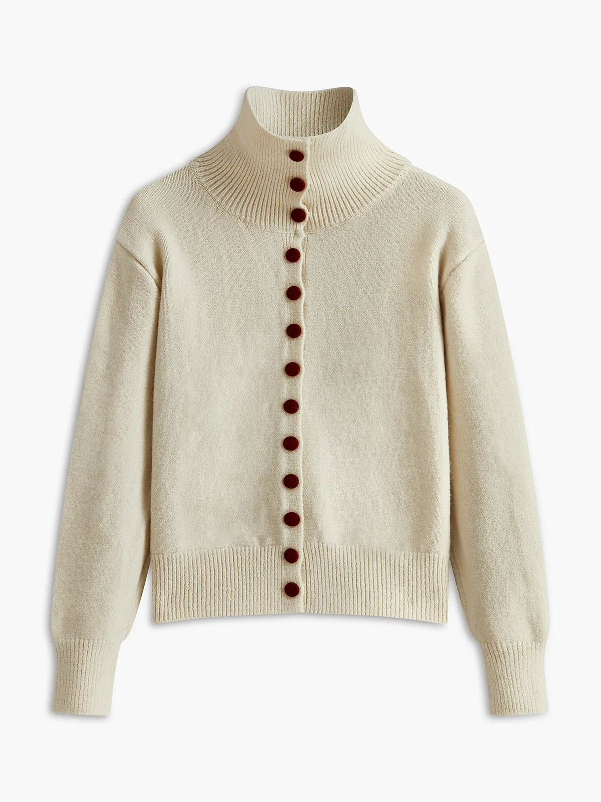 Turtleneck Contrast Button Cardigan sold by COMMENSE