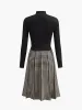 Belted Plaid Panel Sweater Dress sold by COMMENSE