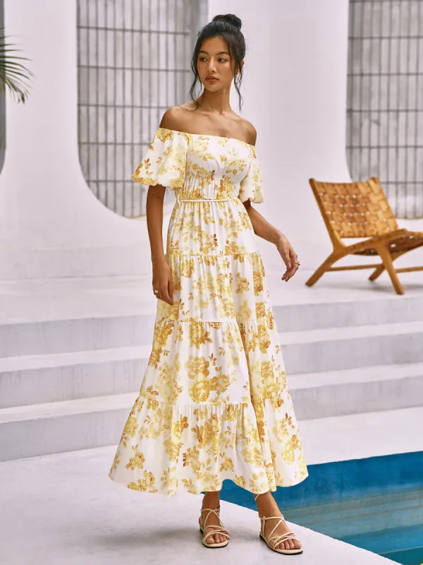 Tropical Floral Print Knotted Long Dress sold by COMMENSE