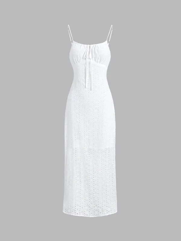 Ruched Eyelet Midi Dress sold by COMMENSE