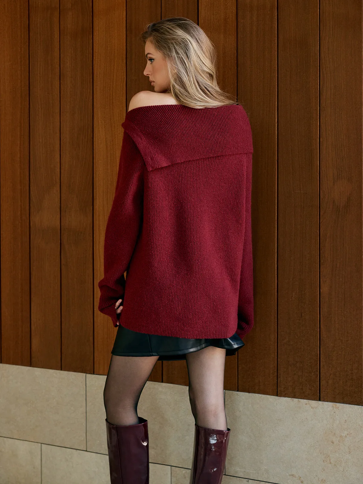 Asymmetrical Off-Shoulder Sweater sold by COMMENSE product image thumbnail 5