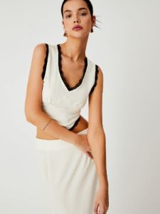 Contrast Lace Trim Two Piece Skirt Set sold by COMMENSE