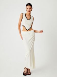 Contrast Lace Trim Two Piece Skirt Set sold by COMMENSE