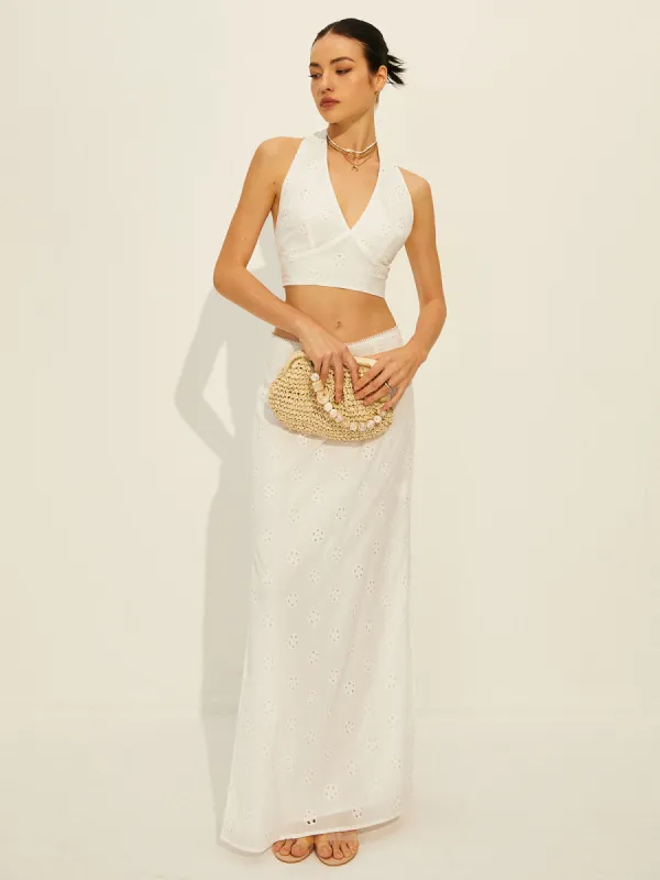 Cotton Knotted Backless Skirt Set sold by COMMENSE