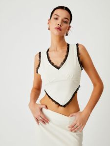 Contrast Lace Trim Two Piece Skirt Set sold by COMMENSE