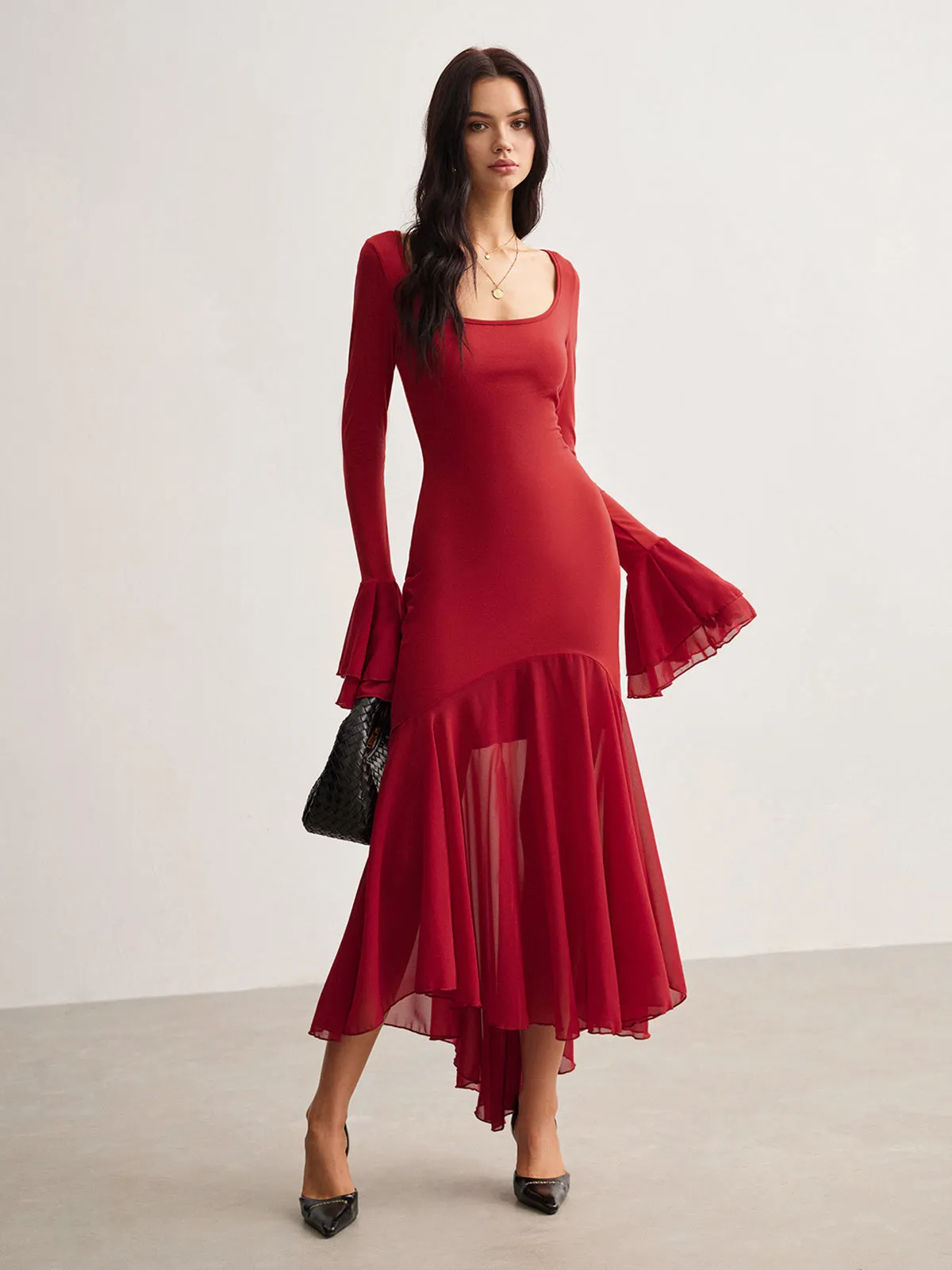 Chiffon Hem Slim Panel Dress sold by COMMENSE product image thumbnail 2