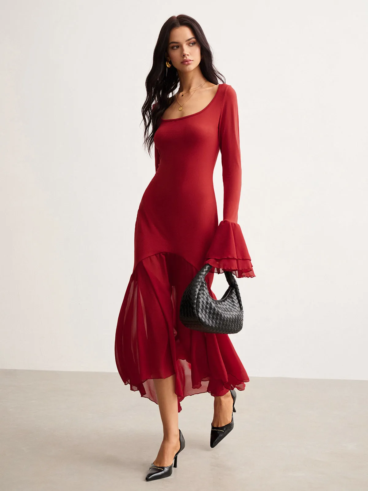 Chiffon Hem Slim Panel Dress sold by COMMENSE