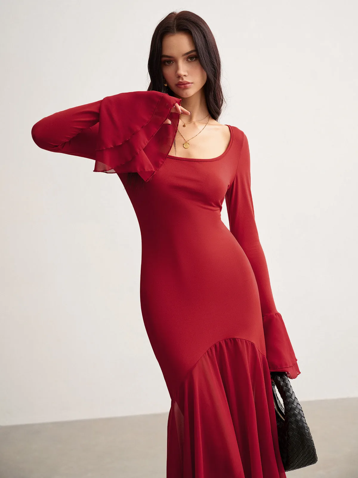 Chiffon Hem Slim Panel Dress sold by COMMENSE product image thumbnail 4