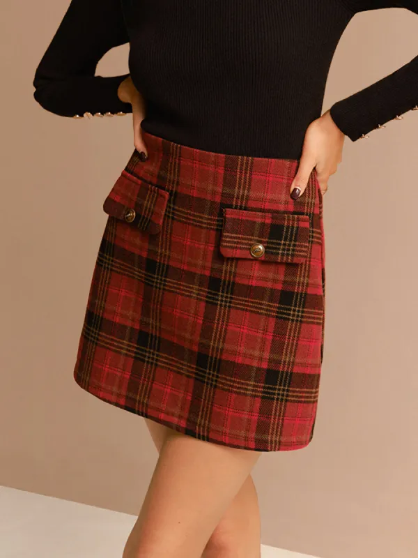 Tweed Checked Mini Skirt sold by COMMENSE