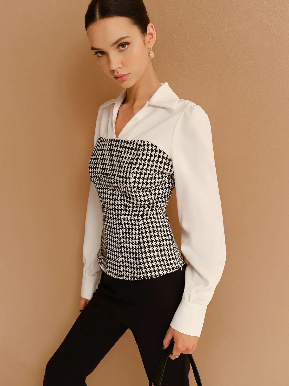2 in 1 Houndtooth Polo Shirt sold by COMMENSE product image thumbnail 4