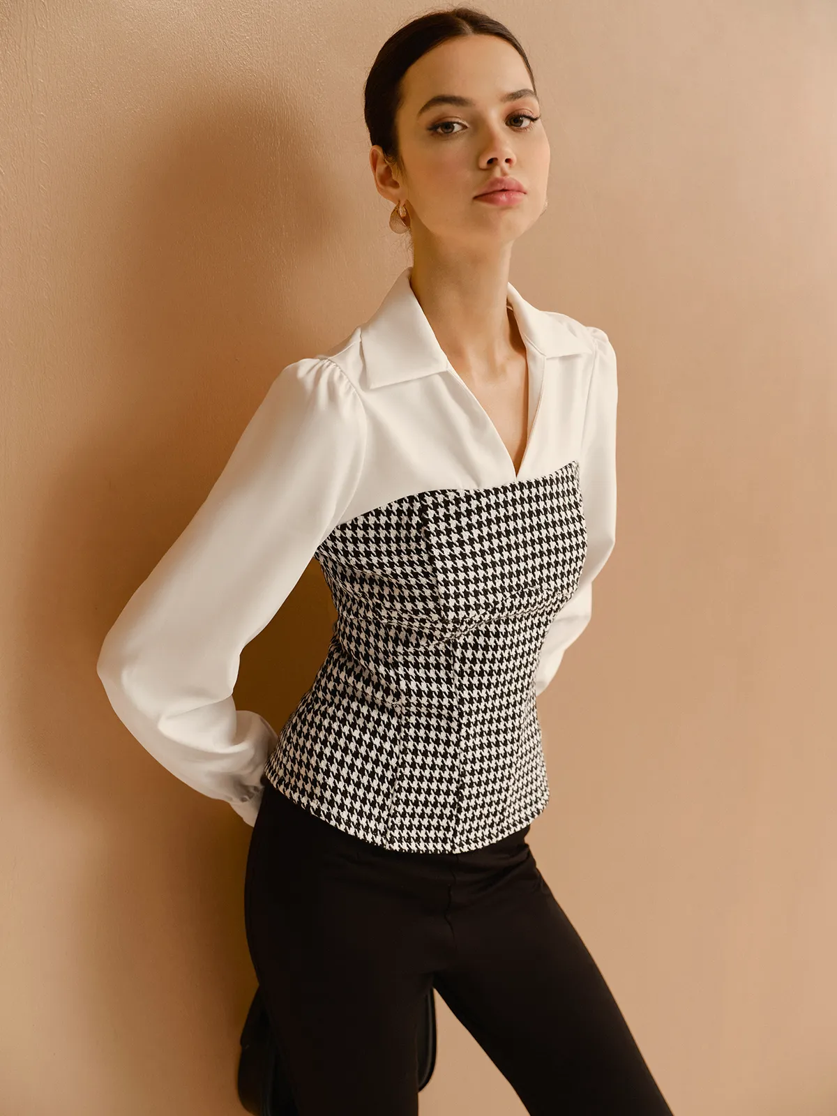 2 in 1 Houndtooth Polo Shirt sold by COMMENSE product image thumbnail 2