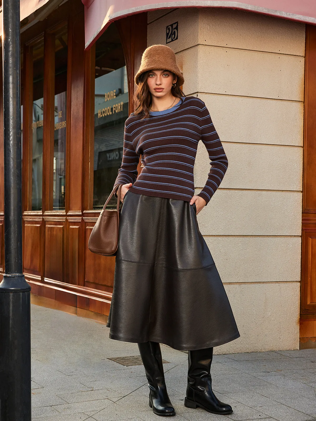 Two-Tone Striped Slim Sweater sold by COMMENSE product image thumbnail 5