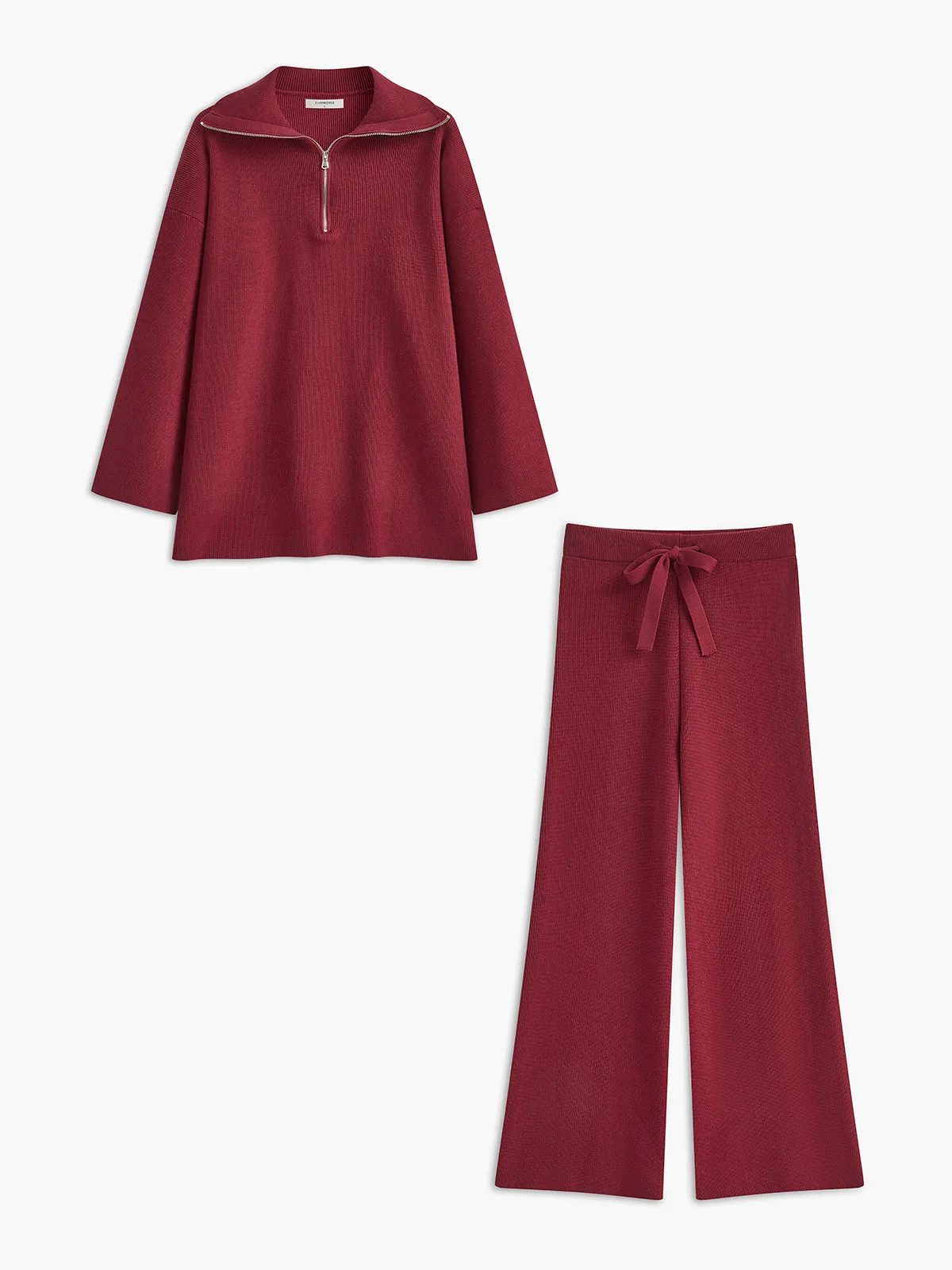 Drawstring Zipper Sweater Pants Set sold by COMMENSE product image thumbnail 3