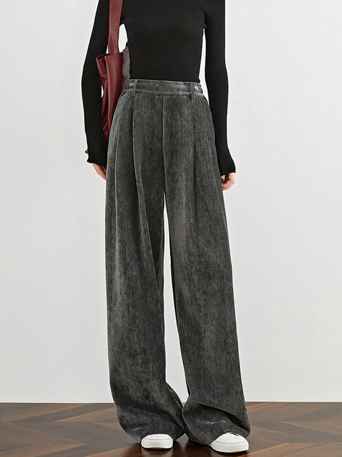 Velvet Wide-Leg Pants sold by COMMENSE product image thumbnail 4