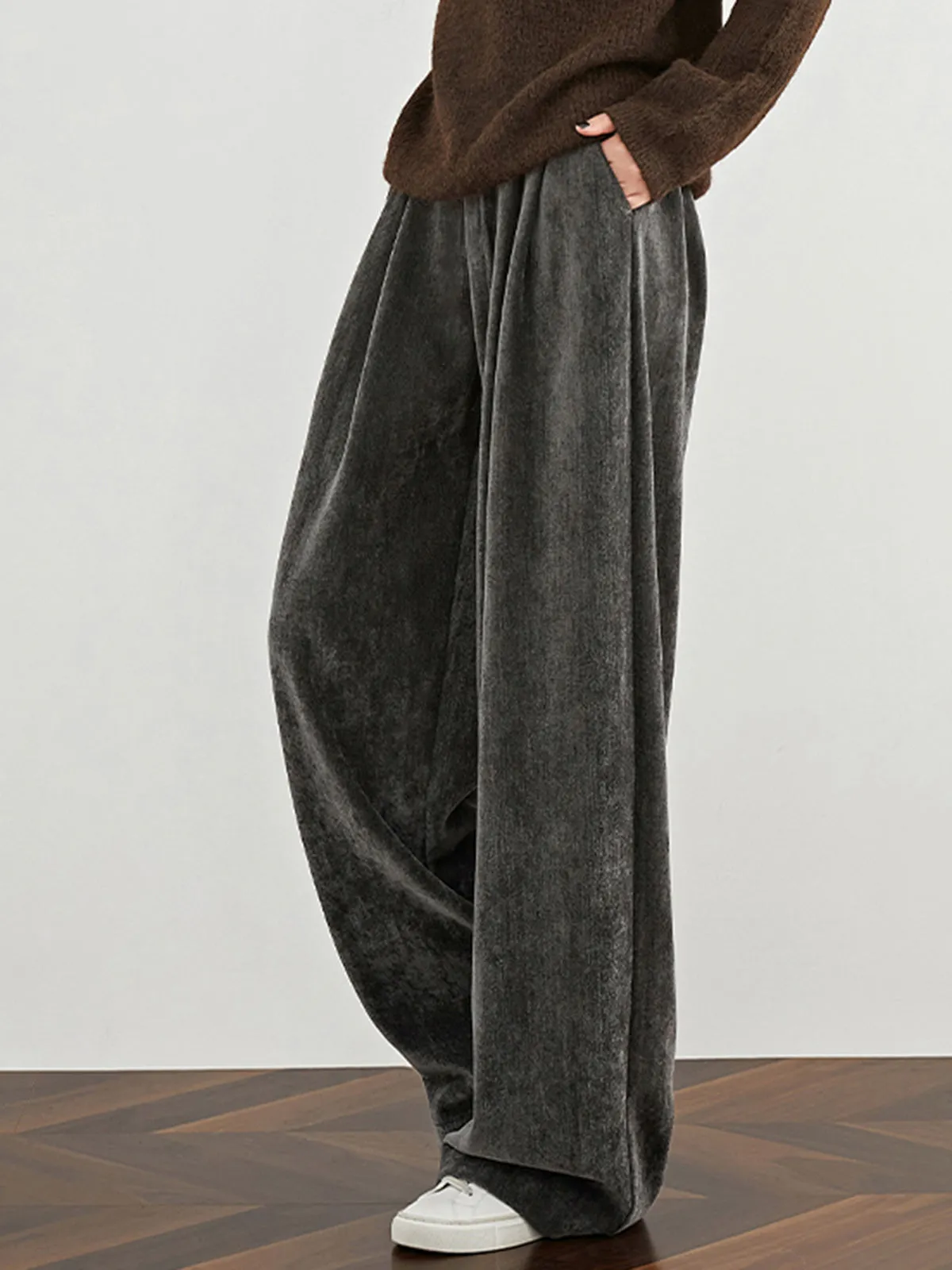 Velvet Wide-Leg Pants sold by COMMENSE product image thumbnail 5