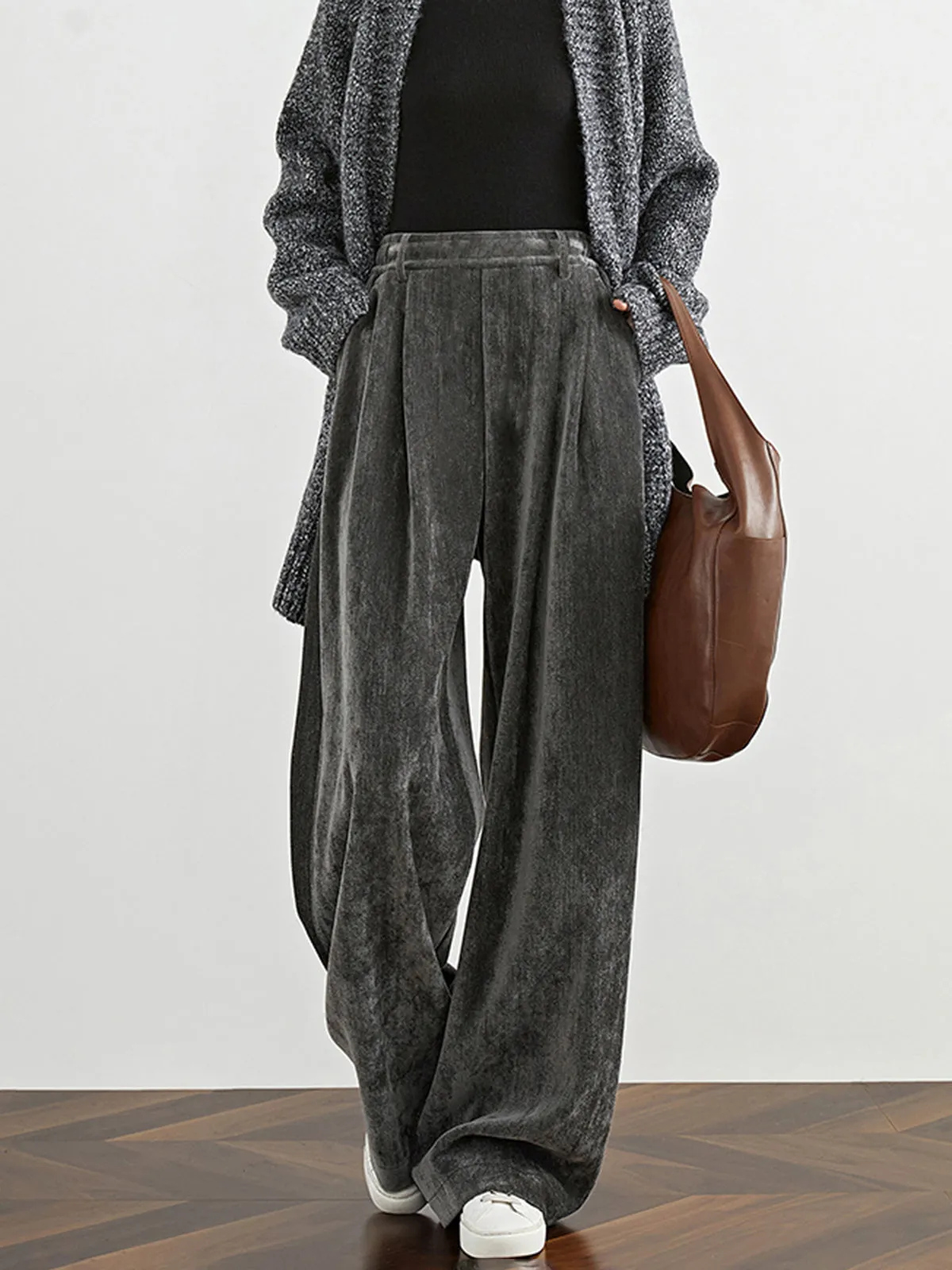 Velvet Wide-Leg Pants sold by COMMENSE product image thumbnail 3