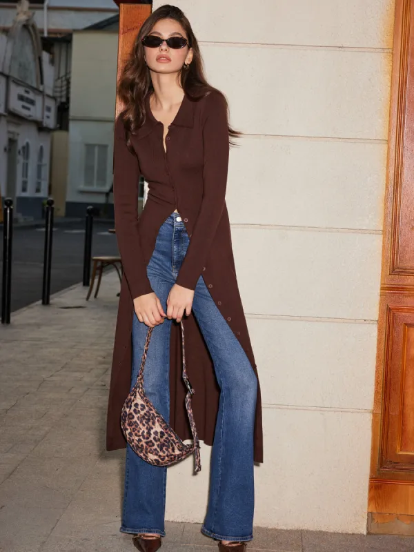 Breasted Slim Lapel Knit Dress sold by COMMENSE