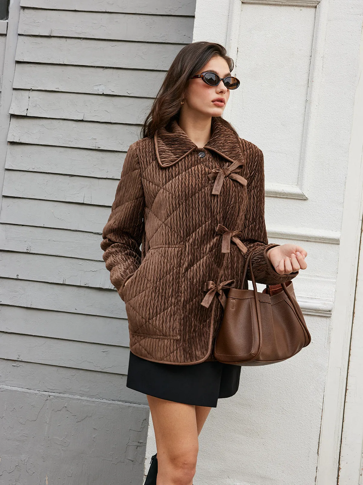 Velvet Button Bow Coat sold by COMMENSE product image thumbnail 3